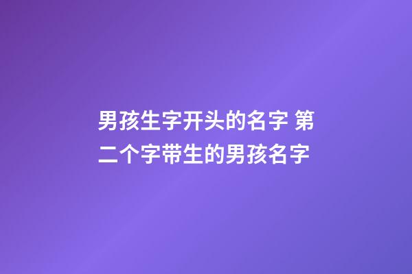 男孩生字开头的名字 第二个字带生的男孩名字